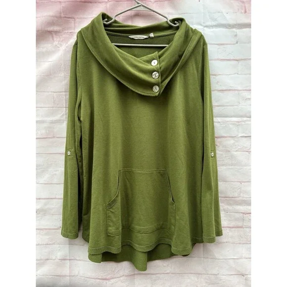Soft Surroundings Womens Size XL Green Sweatshirt Tunic Top Boho Lagenlook - Picture 10 of 10
